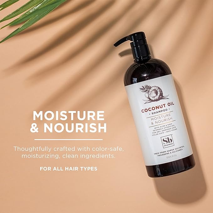 Soapbox Coconut & Shea Shampoo, Leaves Hair Feeling Soft, Shiny & Hydrated - Clean Ingredients Free of Harsh Chemicals, Sulfates, Parabens & Silicones - Hydrating Shampoo for Dry Hair - 33.8 oz Liter