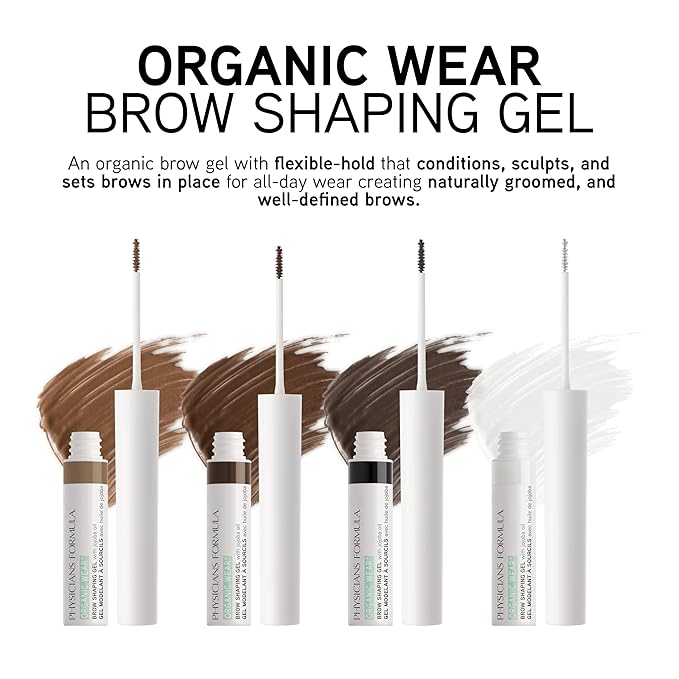 Physicians Formula Organic Wear All Natural Eyebrow Brow Gel Soft Black | Dermatologist Tested, Clinicially Tested