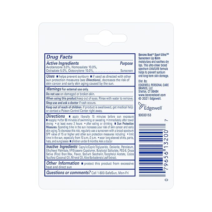 Banana Boat Sport Ultra SPF 50 Lip Sunscreen Twin Lip Balm, Banana Boat Balm SPF 50, Oxybenzone Free, Sunblock, Travel Size Sunscreen for Lips, 0.15 Ounce (Pack of 20)