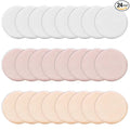 WLLHYF 24Pcs Powder Puff Cotton Round Makeup Puff Pads with Strap Face Powder Puffs for Loose and Foundation Cosmetics Sponge Powder Puffs