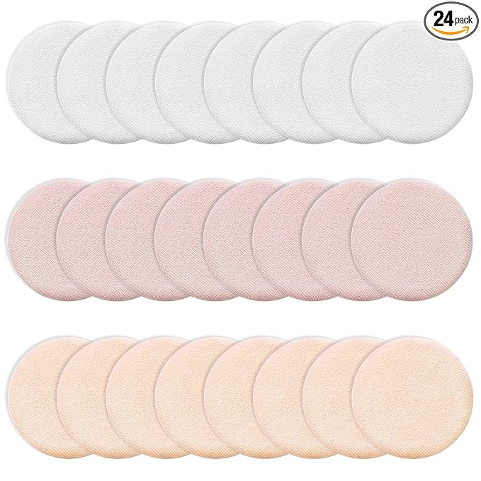 WLLHYF 24Pcs Powder Puff Cotton Round Makeup Puff Pads with Strap Face Powder Puffs for Loose and Foundation Cosmetics Sponge Powder Puffs