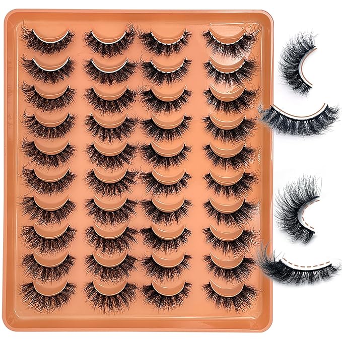 Fluffy Lashes Wispy Mink False Eyelashes Cat Eye Look Faux Mink Full Lashes Strips Dramatic 18mm D Curl Fox Eyelashes Multipack Pack 2 Styles Mixed YH307