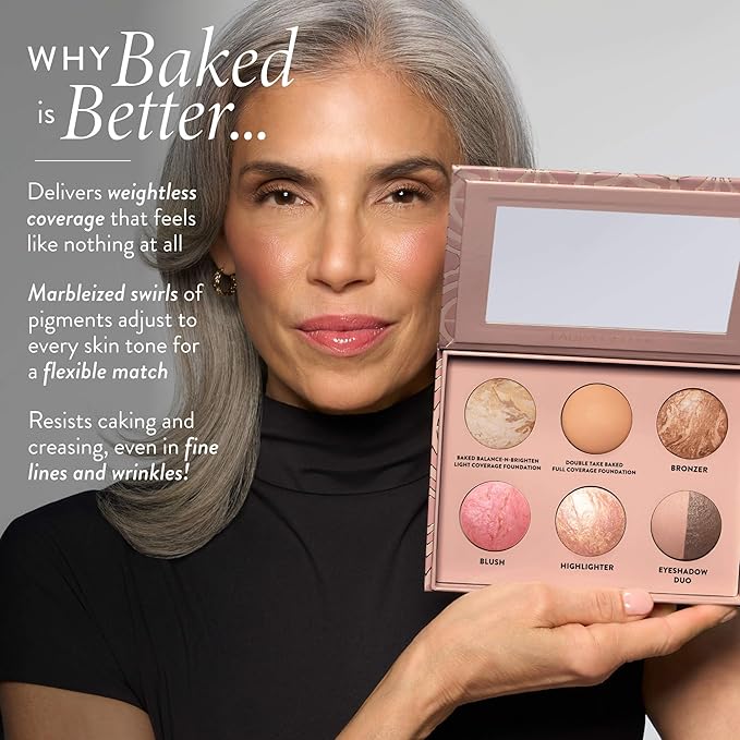 LAURA GELLER Baked Icons Complete Full Face Palette, Deep | All-in-One Makeup Palette with Baked Foundations, Blush, Bronzer, Highlighter, Eyeshadows | Coverage for Mature Skin | Travel-Friendly