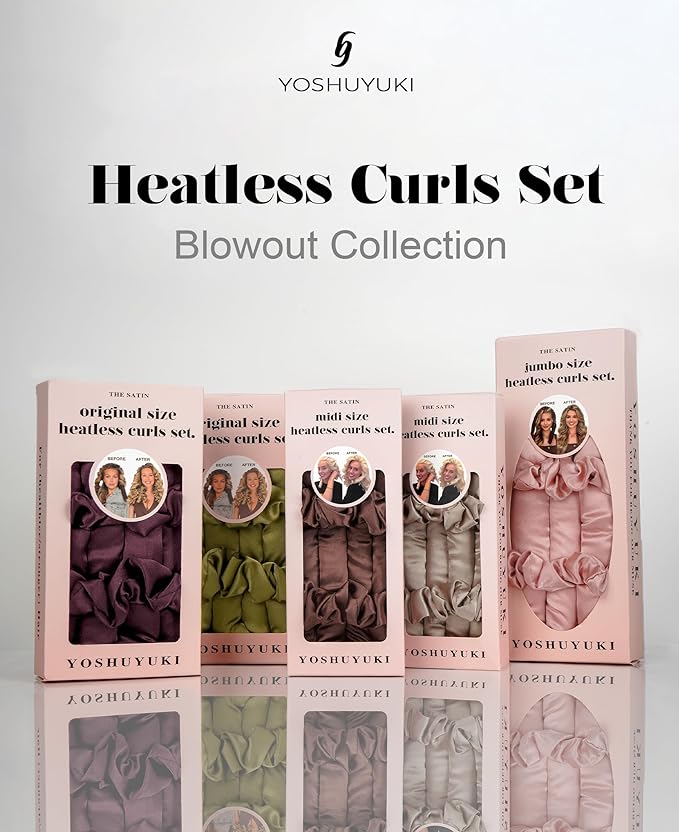 Jumbo Flexi Rods Hair Rollers Curlers to Sleep In Soft Satin Heatless Curling Rod Set, Heatless Curls Overnight Blowout Rods for Long Hair No Heat Overnight Curls, Heatless Hair Curler Curling Iron
