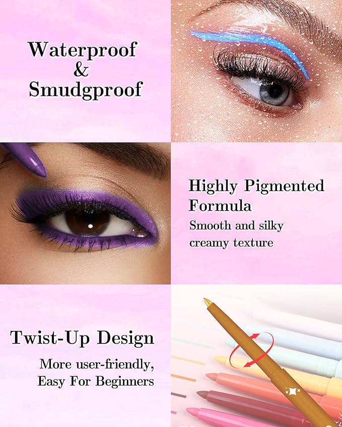 Green Gel Eyeliner Pencil,Retractable Cream Matte Eye Liner Pencils,Waterline Eye Makeup Liners,Waterproof & Smudge Proof Eyeliner Facial Makeup Gift for Mature Women,Girls, Christmas – M10 Dark Green