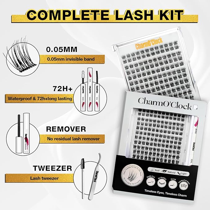 Lash Clusters Kit, 168pcs Eyelash Clusters Kit Lashes Clusters Kit Cluster Lashes Pestañas Postizas Naturales with Lash Bond&Seal,Lash Tweezers 9-16mm 7 Styles Mix Lashes Clusters Kit