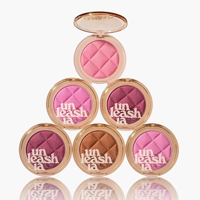 UNLEASHIA Dough Dough Waffle Blush, Pressable Bouncy Jelly Texture, Cream-to-Powder Blush with Shimmer, Lightweight & Long-Lasting, Glowy Radiant Cheeks (No.1 Peachy Batter)