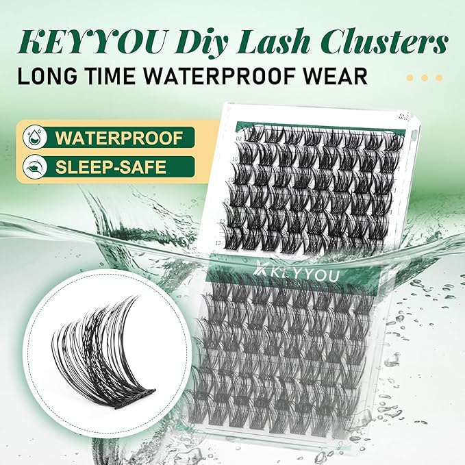 Lash Clusters 96pcs Individual Lashes Y01 C Curl 10mm Eyelash Clusters KEYYOU Volume Wispy Lash Extension Soft&Comfortable Easy DIY at Home(Y01 C-10mm)