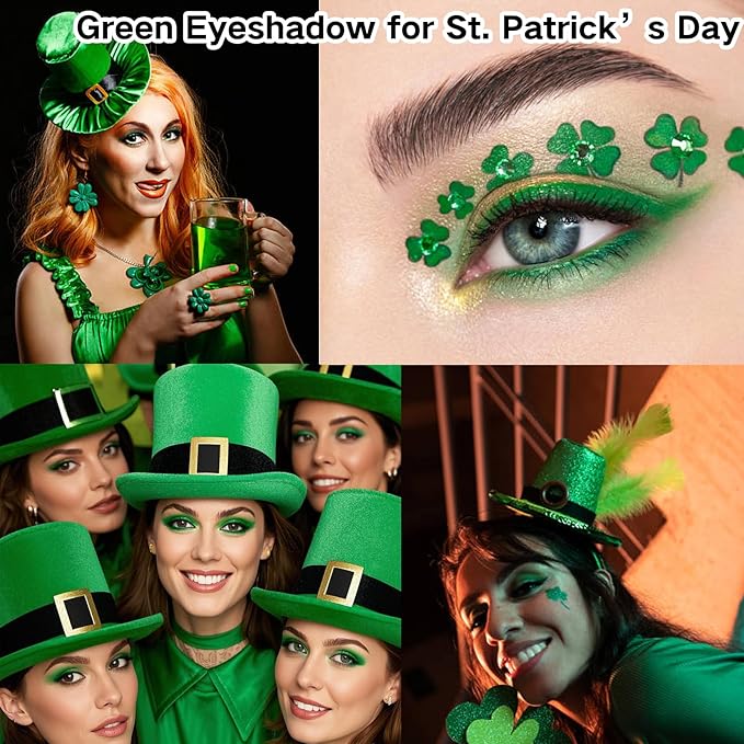 MEICOLY Single Green Eyeshadow Palette with Mirror,St Patricks Day Matte Green Eye Shadow for Elphaba,Pressed Powder Eyeshadow,High Pigment,Long Wear,Waterproof,Spirit Day Wear Eye Makeup