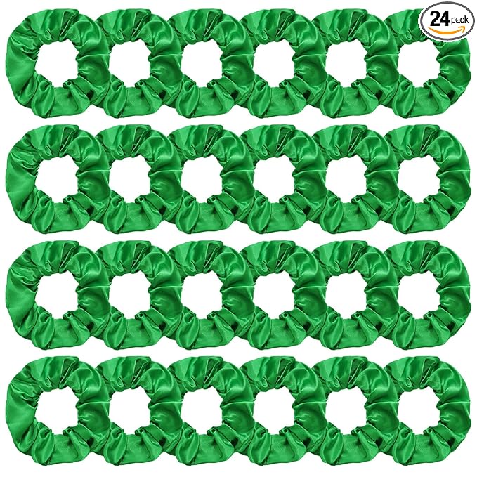 Silk Satin Scrunchies for Women Girls 24 PCS Hair Scrunchies Silk Satin Hair Ties for Thick Hair Bulk Hair Ties Hair Accessories