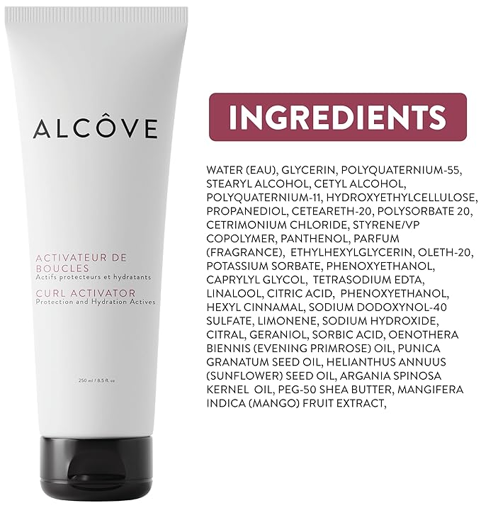 Alcôve - Curl Activator for Curly Hair - Argan Oil, Pomegranate Seed & Mango Extract - Defining Cream for Wavy Hair - Anti Frizz - Moisturizing - Effective in High Humidity - 8.5oz