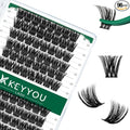 Lash Clusters,96 Pcs Cluster Lashes D Curl 10mm DIY Lash Extensions Eyelash Clusters,KEYYOU Volume Wispy Individual Lashes Soft&Comfortable Easy DIY at Home(Y07,D-10mm)
