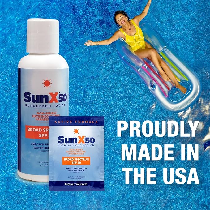 CoreTex Sun X 50 SPF Broad Spectrum Sunscreen Lotion - 2oz Bottle of Paraben, Oxybenzone, Octinoxate, & Oil Free Sunscreen - No White Cast and Water Resistant Up to 80 Minutes