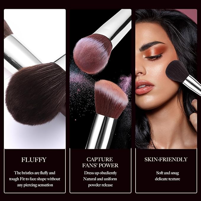 Professional Makeup Brush Set, 25Pcs Powder Foundation Blush Eyeshadow Brushes with Travel Case. All in One Brush Set, Soft Synthetic Vegan & Cruelty-Free (brown)