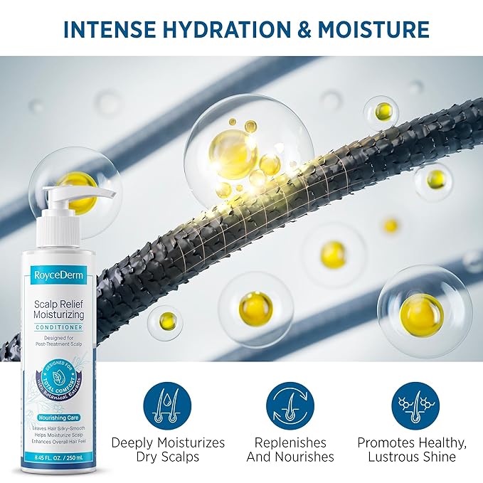 Roycederm Scalp Care Conditioner for Dry, Itchy & Flaky Scalp - Hydrating Formula for Oily Hair & Dandruff-Prone - Daily Moisturizing & Balancing Hair Conditioner