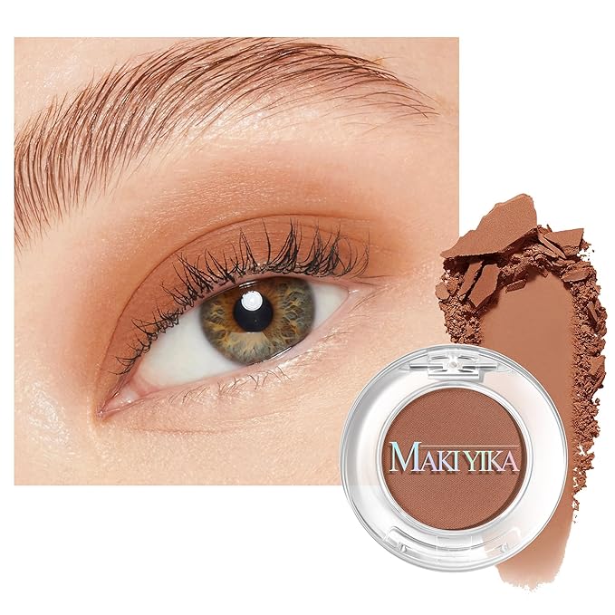 MAKI YIKA Caramel Brown Matte Single Eye Shadow Palette for Women Pigmented Reddish Brown Eyeshadow for Eyes Color Stay Long Lasting Waterproof Eye Makeup Palette, #11