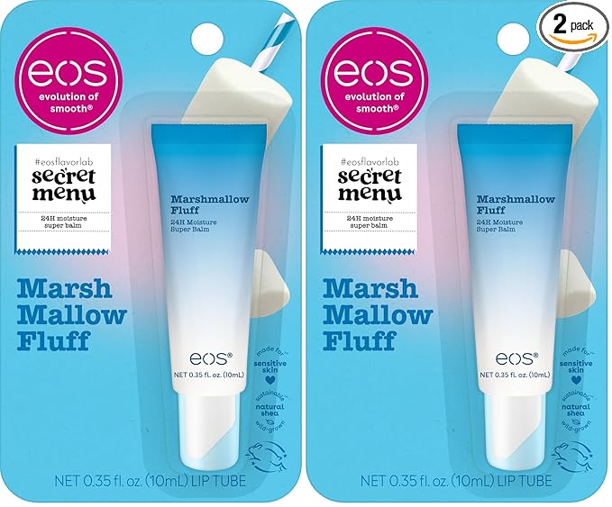 eos 24H Moisture Super Balm - Marshmallow Fluff,Lip mask,Moisturizing,Lip Treatment,Limited-Edition Skincare,0.35 fl oz,(Pack of 2)