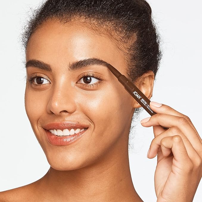 JOAH Brow Down To Me Dual Brow Pencil and Gel, Triangular Tip, Tinted Gel, Long-Lasting Vegan Formula, Smudge-Free Pencil Tip, Lightweight, Water-Resistant, Soft Brown