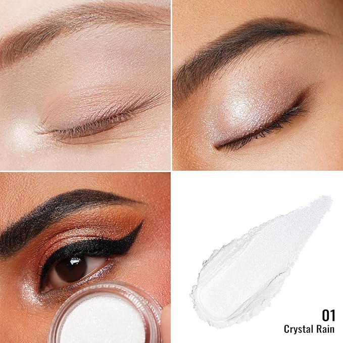 Oulac Shimmer White Cream Eyeshadow-Eye Primer| as Highlighter Waterproof & Long Lasting Blendable Glitter Eyeshadow Natural Color Eye Shadow for Women,Vegan 6g (01)