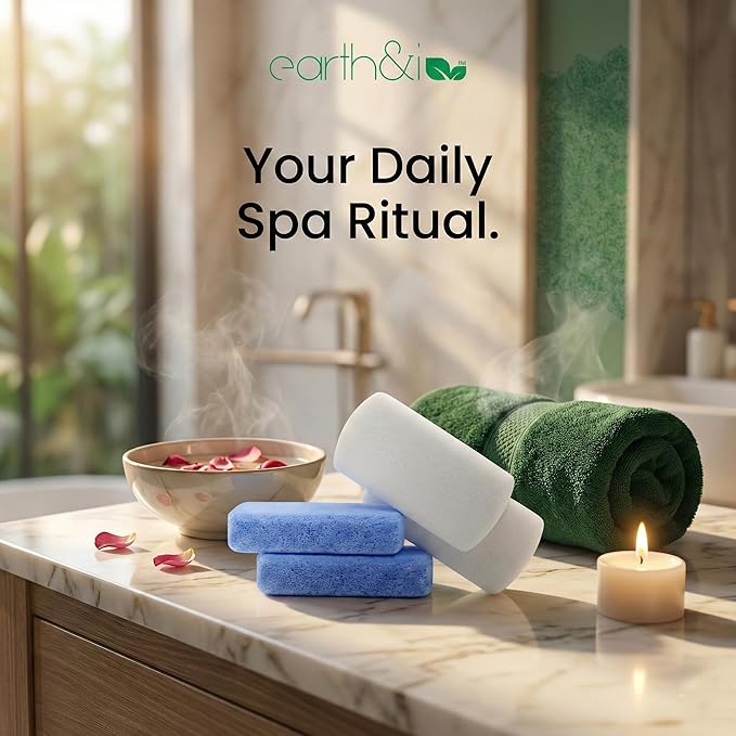 Earth & I Pumice Stone for Feet – 2-Pack Callus Remover | Coarse + Fine Dual-Grit Dead Skin Scrubber, Heel Exfoliator & Foot Scrubber for Baby-Soft Feet