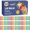 YesBes 64 Pack Lip Balm, Natural Lip Balm Bulk with Vitamin E and Coconut Oil, Moisturizing Lip Balms for Dry Cracked Lips, Lip Balms for Mothers Day Gifts Stocking Stuffers - 8 Flavors