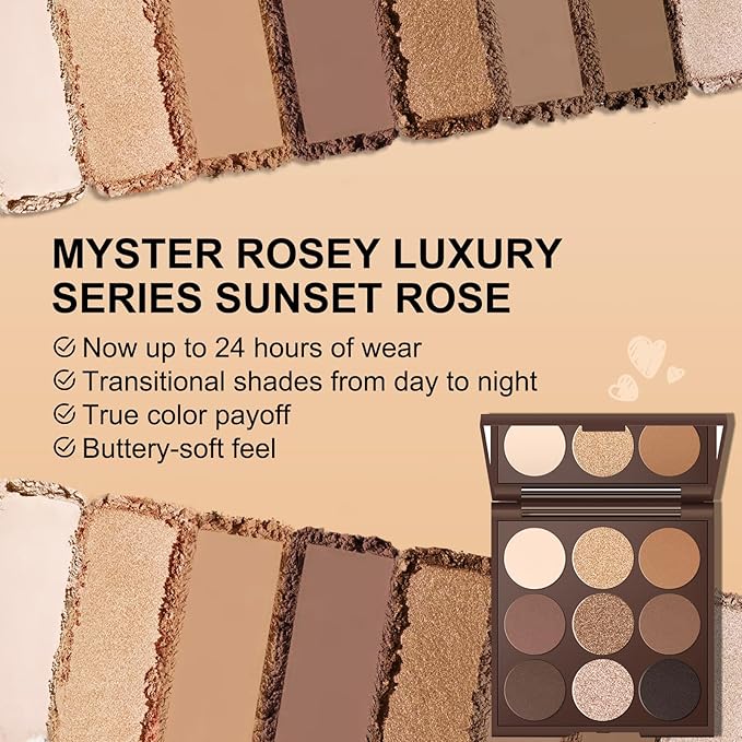 MYSTER ROSEY Neutral Eyeshadow Palette, Nude Eyeshadow Palette, Matte Eye Shadow Makeup Palette with Mirror, Long-Lasting Wear, Vegan, Cruelty-Free - 0.5oz (Autumn sunshine)