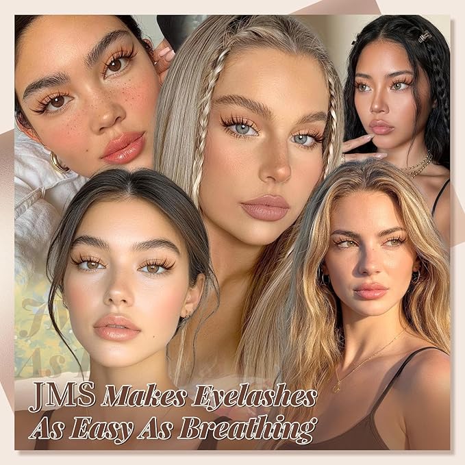 JMS&JMS Brown Fairy Lash Clusters Kit, Anime Manga Lash Extension Kit, Invisible Band Fairy Lashes, Wispy Natural Eyelash Clusters Kit with Bond and Seal and Applicators (Brown Fairy-C-8-18Mix)