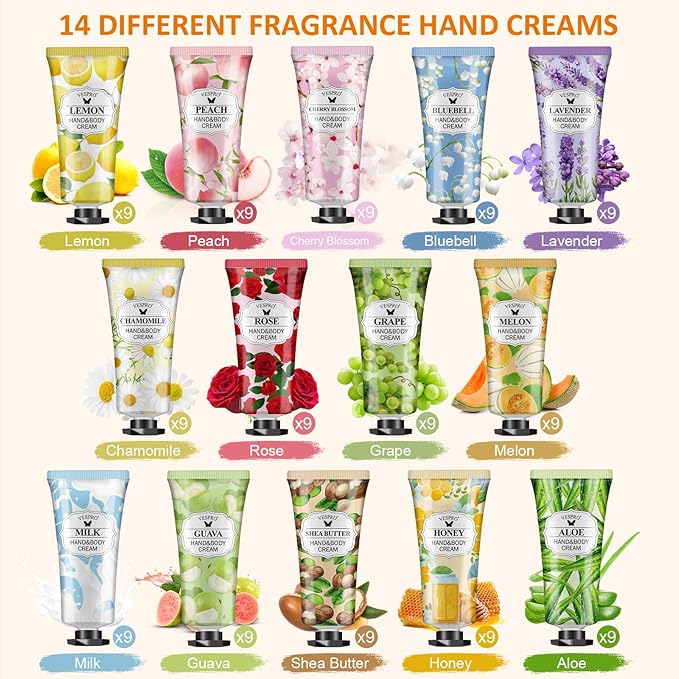 126 Pack Hand Cream Set, Mothers Day Gifts, Bulk Hand Lotion Travel Size for Dry Cracked Hands, Mini Hand Lotion for Nurses Week Gifts, Bridesmaid Gifts, Employee Appreciation Gifts and Teacher Gifts