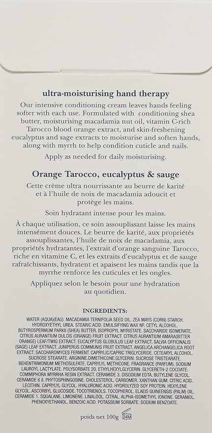 Crabtree & Evelyn Ultra-Moisturising Hand Therapy, Tobacco Orange, Eucalyptus & Sage, 3.5 oz