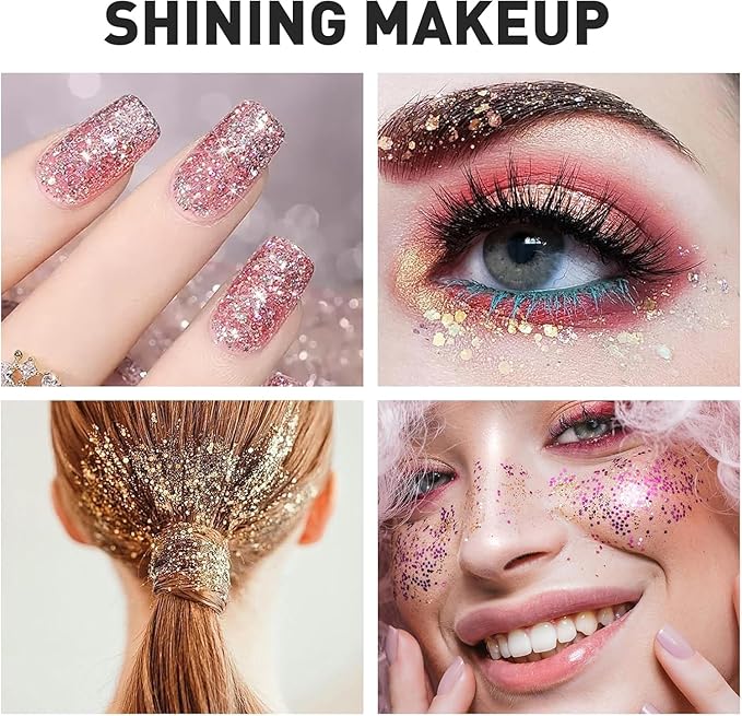 AROIC 40 Colors Body Glitter, Mardi Gras Accessories Hair Glitter for Kids Women Glow in The Dark, Eyeshadow Face Sparkles, Makeup Festivals, Raves, Cosplay, Concerts Face Paint St Patricks Day Gifts