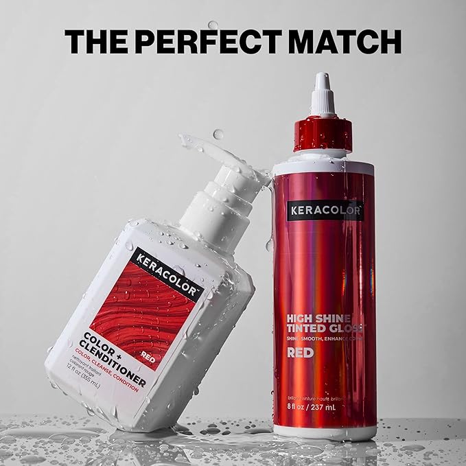 Keracolor High Shine Tinted Hair Gloss, In-Shower Hair Glaze, Sheer Color-Enhancing Glossing Treatment, Red, 8 Fl Oz