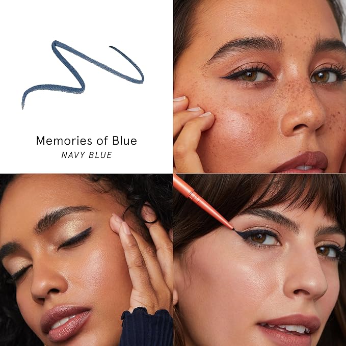 SOSHE Beauty - Waterproof Precision Eyeliner | 1.5mm Smudge-Proof Gel Liner | Easy Refills | Cruelty-Free, Certified Plastic Negative (Memories of Blue - Navy Blue)