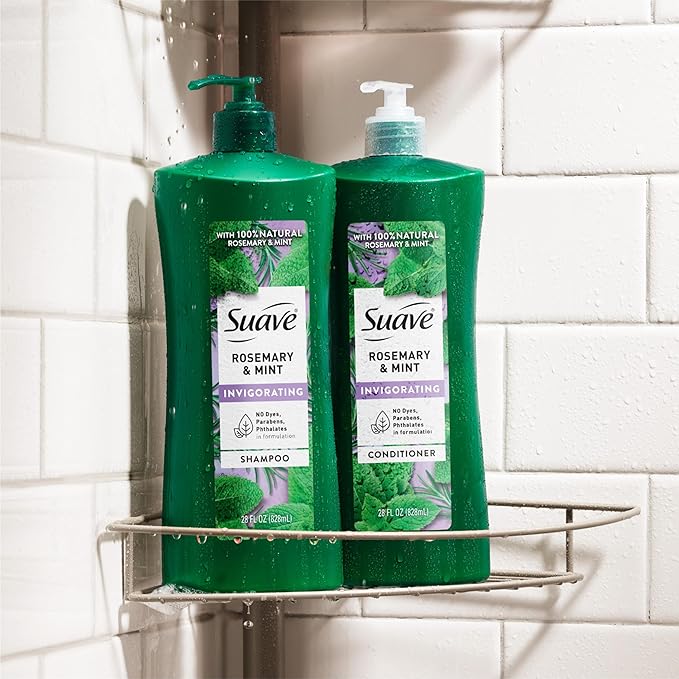 Suave Invigorating Shampoo with Rosemary & Mint, Refreshing & Replenishing Care for Healthy-Looking Hair, No Parabens, Phthalates, or Dyes, 28 FL OZ Bottle