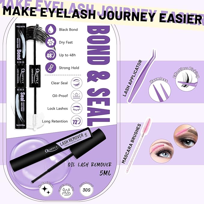 Lash Extension Kit 762 PCS Mixed Style DIY Lash Extension Kit With Lash Bond&Seal Remover Tweezer Mascara Shield Lash Curler and Brush for Self Application At Home