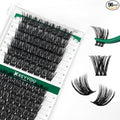KEYYOU Lash Clusters, 96 Pcs DIY Lash Extensions, D Curl 16mm, Black, Realistic, Non-Irritating, Easy DIY at Home