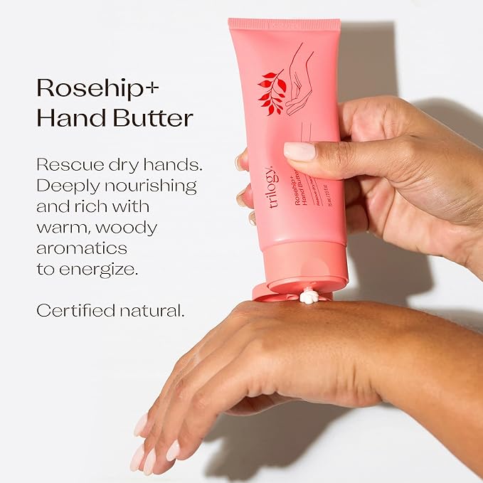 Trilogy Rosehip+ Hand Butter, Rich Nourishing Hand Cream with Rosapene, Ceramides and Shea Butter, 2.5 fl oz / 75ml
