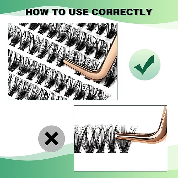 KEYYOU Lash Clusters 300pcs Individual Lashes, 40D 0.07D Curl 9-18MIX DIY Eyelash Extension, Soft & Natural Volume Cluster Lashes with Large Tray