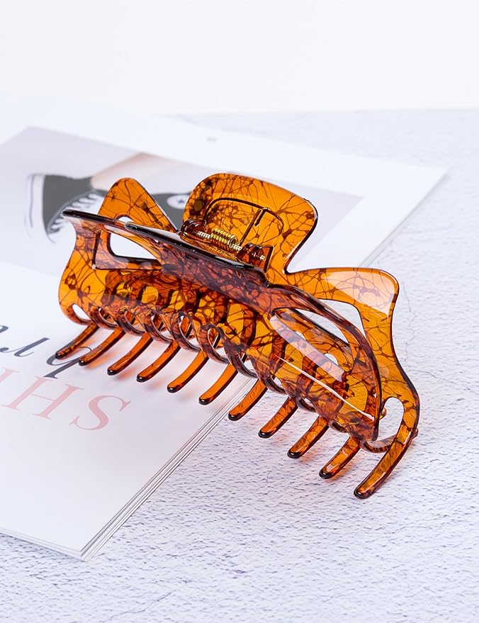 Thick Hair Super Large Clips Crystal Plastic Claw Clamps Hairgrips Clips Accessories for Women, 2 pack. (A)