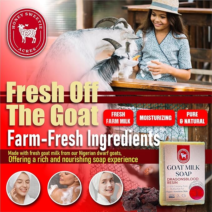 Honey Sweetie Acres Dragonsblood Goat Milk Soap - Handmade 5 oz Bar, Made with Natural Ingredients, Moisturizing & Gentle, Made in the USA