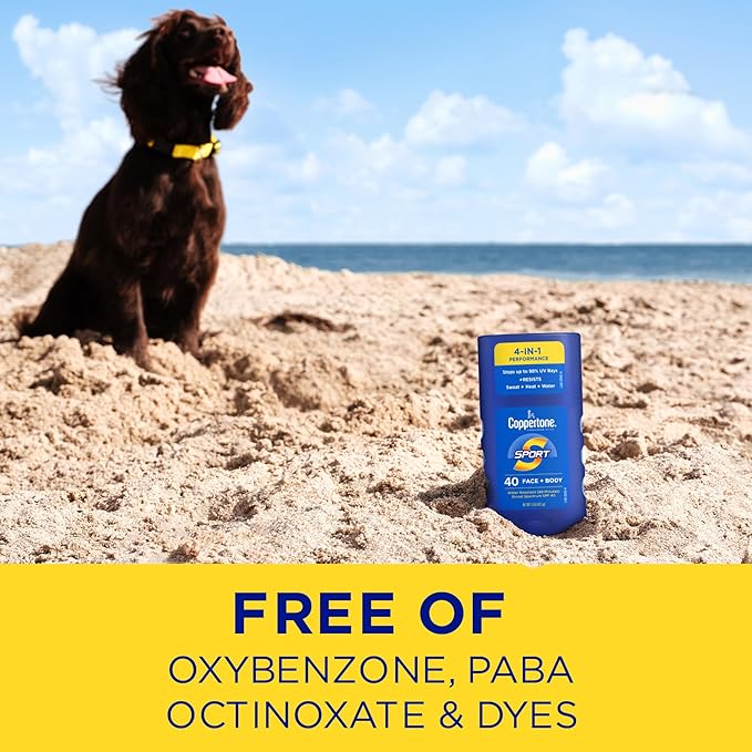 Coppertone Sport Sunscreen Stick SPF 40, Stick Sunscreen for Face and Body, Water Resistant, Travel Size, 1.5 Ounce (Pack of 2)