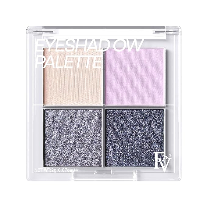 FV Natural Finish Eyeshadow Palette, 4 Matte & Metallic High Pigment Shades, Long-Lasting Eye Shadow Palette Makeup, Crease-Proof, Blendable Eye Makeup (Purple)
