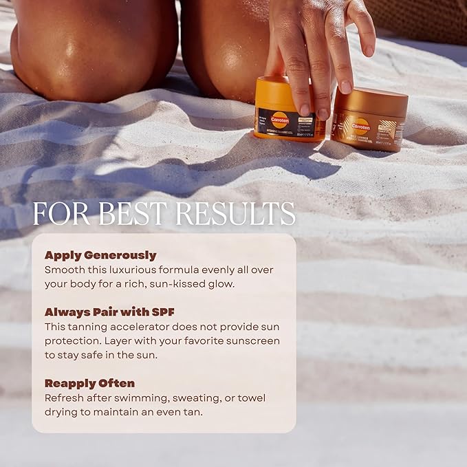 Carroten Mini Intensive Tanning Gels | Browning Tan Accelerator | Non-Greasy, Water-Resistant with Carrot & Coconut Oil | Vitamin A & E For Moisture & Hydration | Travel Size | 1.7 oz (2 Pack)