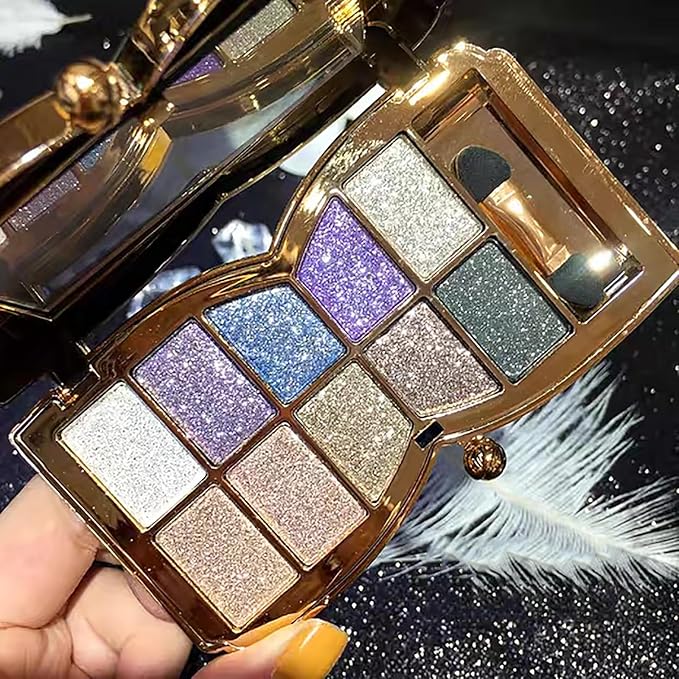 Glitter Eyeshadow Palette, 10 Colors Sparkle Shimmer & Matte Eye Shadow Highly Pigmented Waterproof Long Lasting Makeup Set (Color 3)