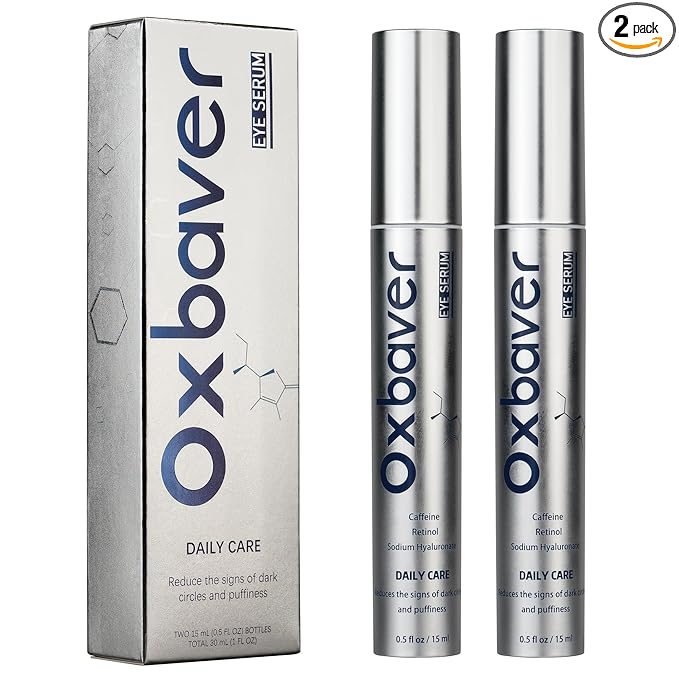 Eye Bags Treatment for Men, Caffeine Eye Serum for Men with Cooling Roller, Mens Eye Cream for Dark Circles and Puffiness, Under Eye Cream for Men, 2-Pack