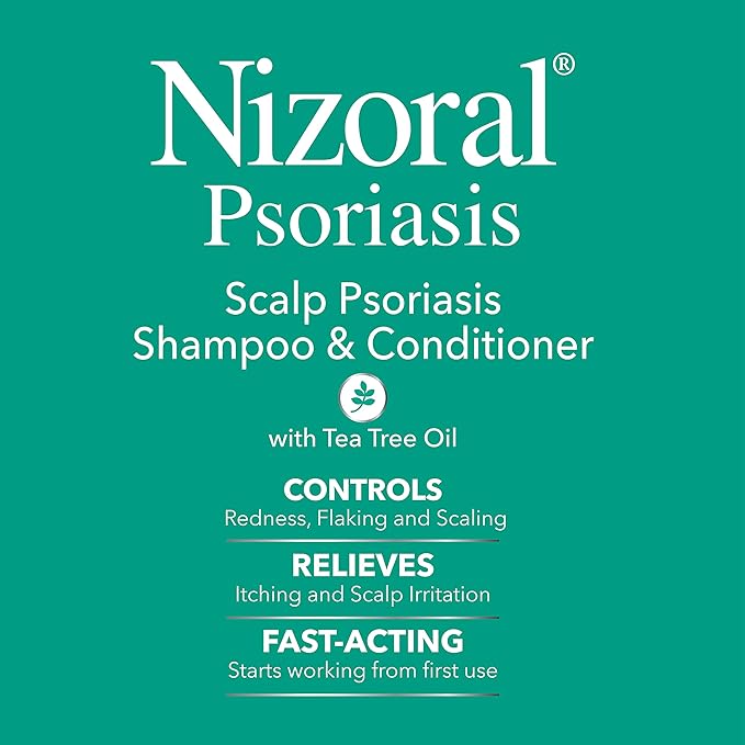 Nizoral Psoriasis Shampoo & Conditioner, 11 Oz, Gentle Scalp Treatment, Relieves Itching and Flaking, Redness and Scaling Effective Scalp Psoriasis Shampoo with Salicylic Acid and Tea Tree Oil
