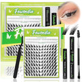 Fowendia Fox Cat Eye Lash Clusters D Curly DIY Lash Extension Kit Wispy Eyelash Clusters 8-18mm with Bond, Seal, and Remover - Invisible Band Lashes Clusters Cat Eyelashes Lower Lashes, Fairy Fox-Kit