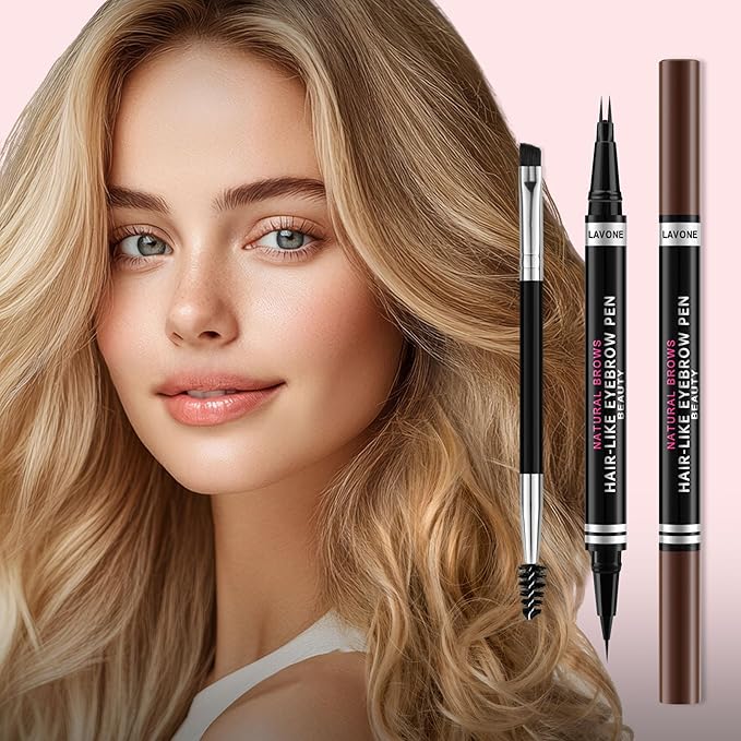 Eyebrow Pencil, 2-in-1 Waterproof Eyebrow Pen, with 2 Tip Microblading Eyebrow Pencil and Ultra-Precise Brow Pencil, with Eyebrow Brush, Eyebrow Pencils for Women, Natural Hair-Like Brows - Taupe