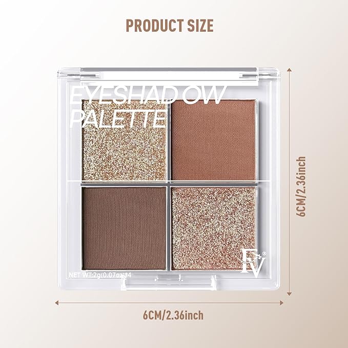 FV Natural Finish Eyeshadow Palette, 4 Matte & Metallic High Pigment Shades, Long-Lasting Eye Shadow Palette Makeup, Crease-Proof, Blendable Eye Makeup (Dark Brown)