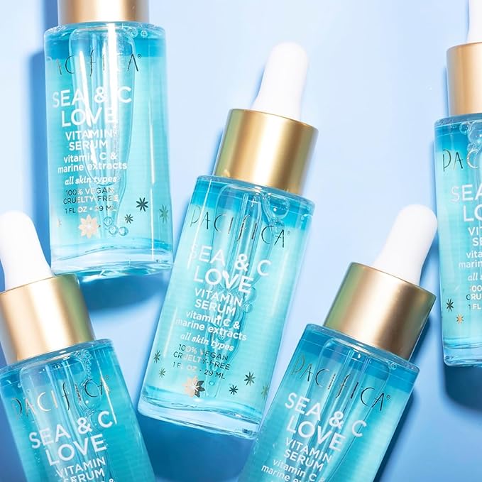 Pacifica Beauty Sea & C Love Vitamin C Serum for Face – Brightening & Anti-Aging Formula with Hyaluronic Acid, Green Tea & Algae – Blue Light Protection – Fades Dark Spots & Fine Lines – 1 Fl Oz