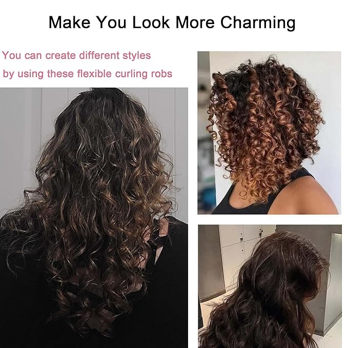 Flexible Curling Rods, 30Pcs Twist Foam Rollers for Long and Short Hair, No Heat Bendy Curlers, Pink